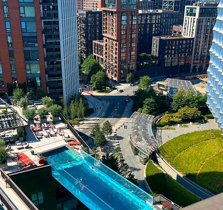 The Sky Pool seen from above at Embassy Gardens